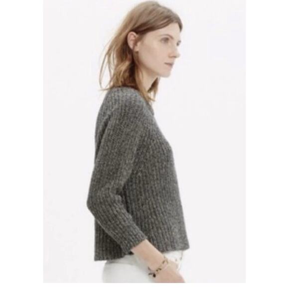 Madewell Gray Linen Blend Swing Crop Marled Sweater C0358 Size Large - Picture 2 of 11